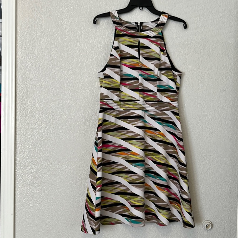Spense Multi Color Peekaboo Sleeveless A-Line Dress